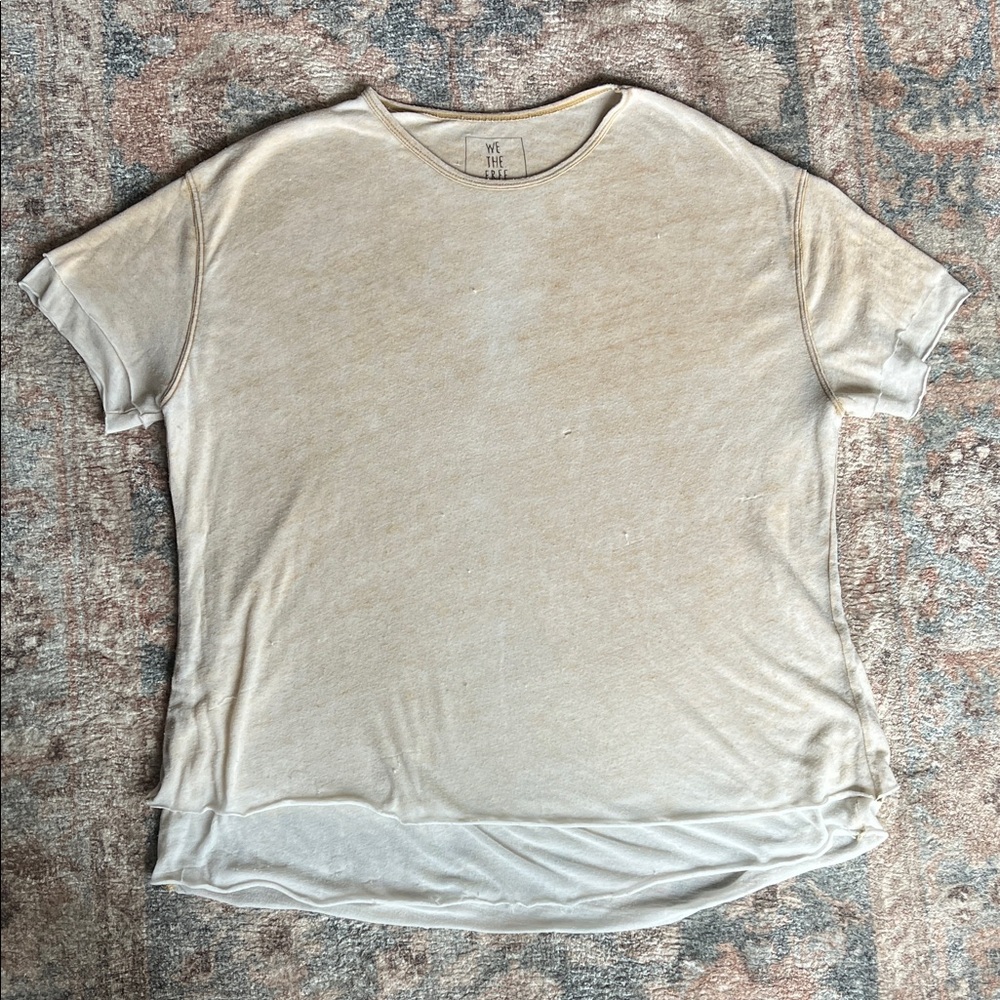 We The Free Beige Oversized Tee
